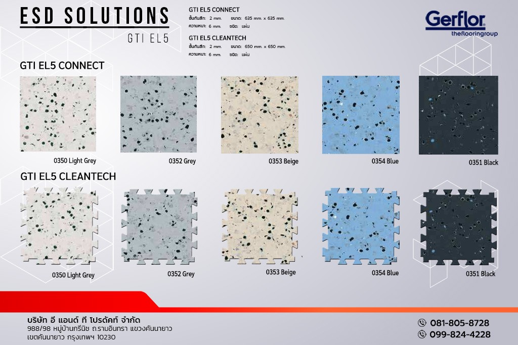 กระเบื้องยาง Gerflor รุ่น ESD SOLUTIONS GTI EL5) แบบแผ่น